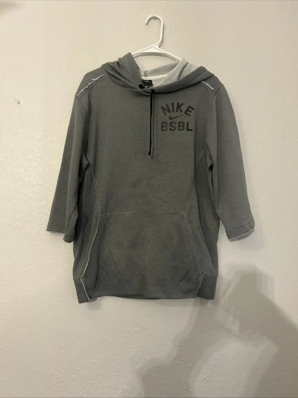 Nike BSBL Hoodie Dri-Fit Half Sleeve Gray Pullover Men Small Baseball Fitness